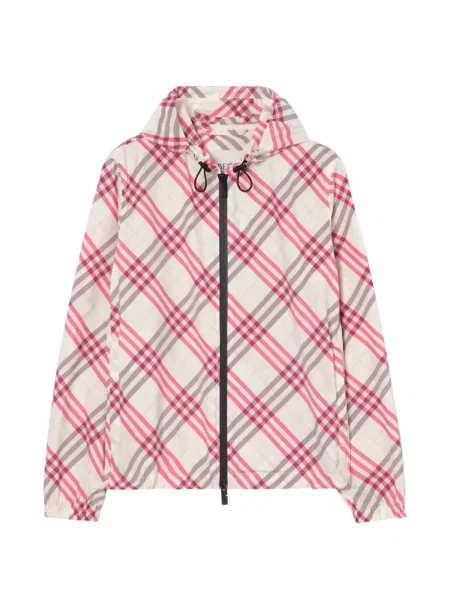 Jachetă cu glugă Burberry în carouri cu glugă