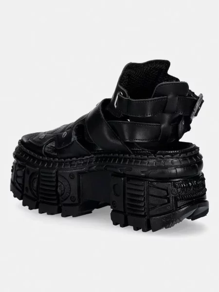 New Rock sandały skórzane ITALI NEGRO TANK CASCO NEGRO PIN LATERA czarne