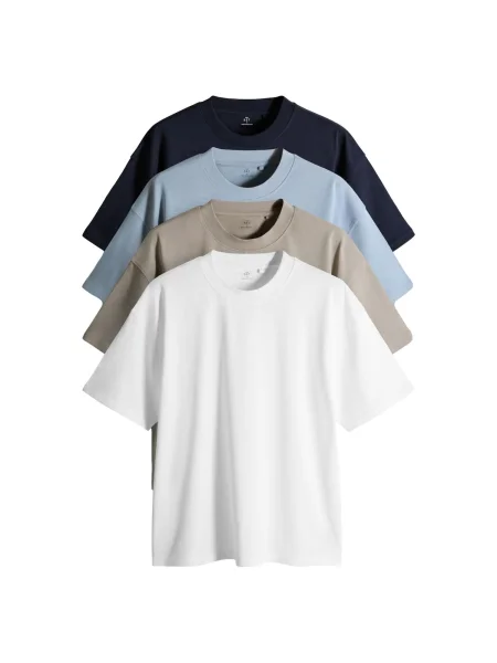 The Set Tricou bej / bleumarin / azuriu alb