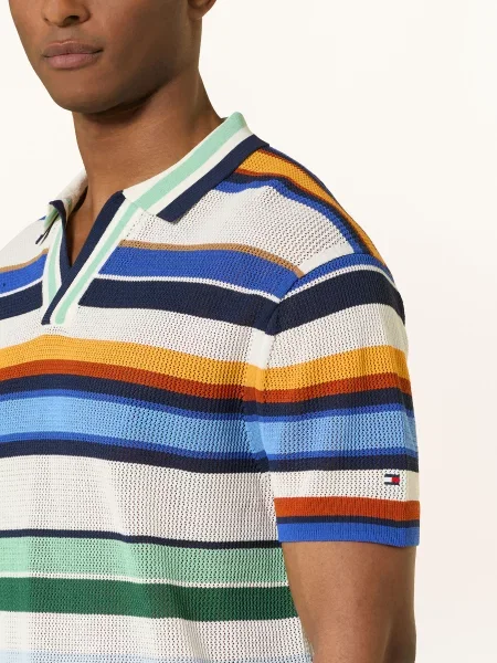 Tommy Hilfiger Pletené Polo Tričko / oranžová / zelená modrá