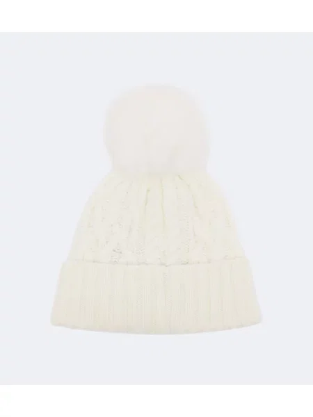 Căciulă Moncler de lână cu autograf alb