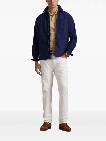 Tricou Polo Ralph Lauren din piele cu broderie în carouri maro