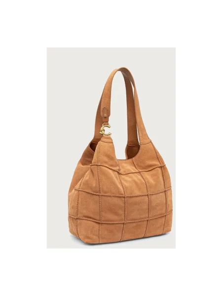Coccinelle torebka shopper zamszowa brązowa