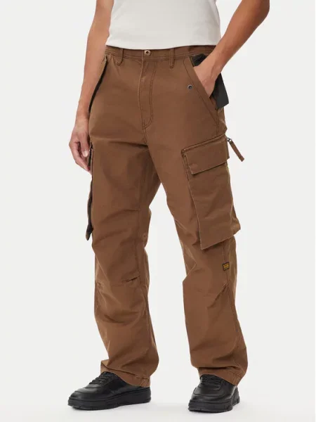 G-Star Raw Штани з тканини Straight Fit коричневий