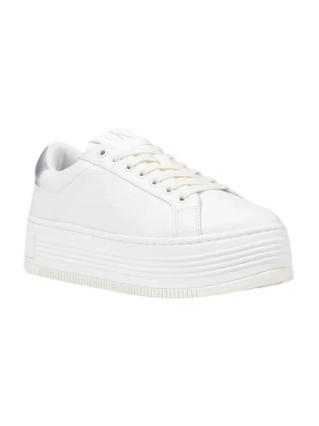 Calvin Klein Jeans sneakersy skórzane BOLD FLATF LOW MIX OHB biały szare