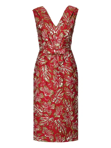 Rochie midi Prada din jacard până la genunchi de costum roșu