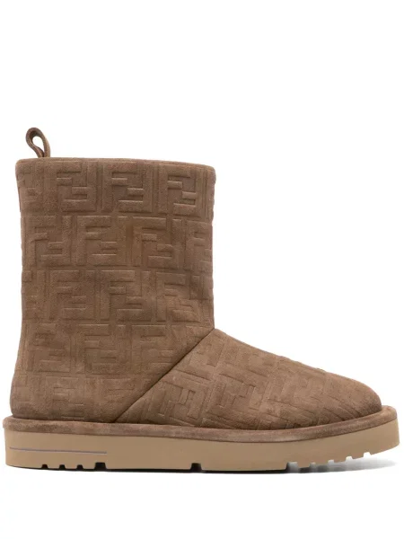 Botine Fendi din jacard maro