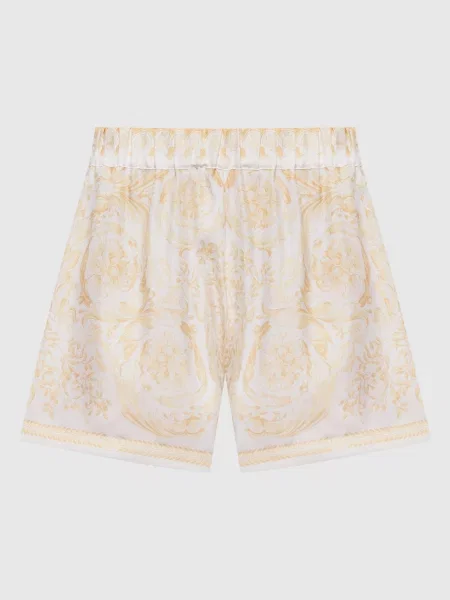 Шорти із шовку в принт Versace білі
