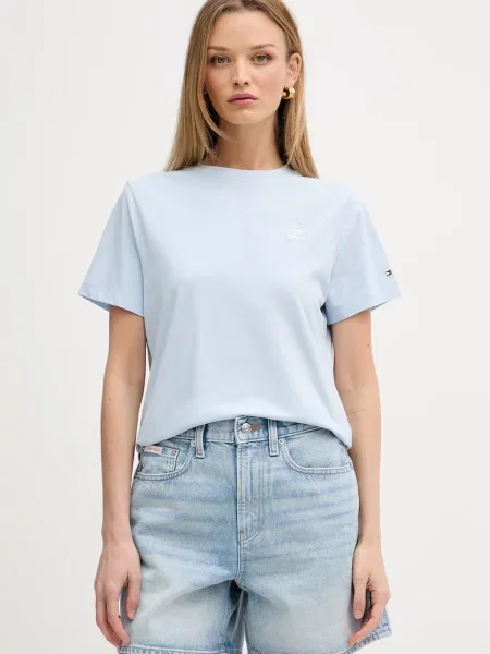 Tommy Hilfiger tričko s bavlnou modré