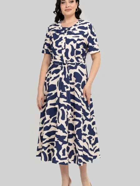 Лляна Сукня міді All Posa синій