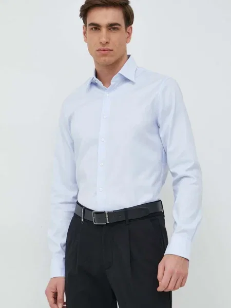 Košile Michael Kors slim s klasickým límcem modrá