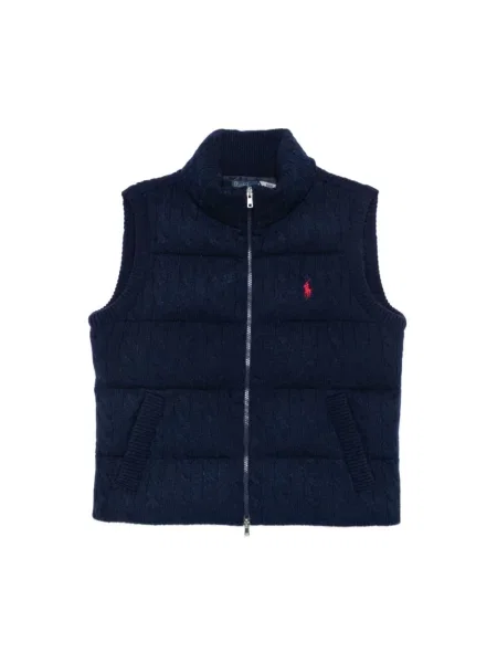 Dzianinowa kamizelka Polo Ralph Lauren pikowana niebieska