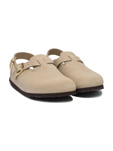Klapki Birkenstock skórzane beżowe