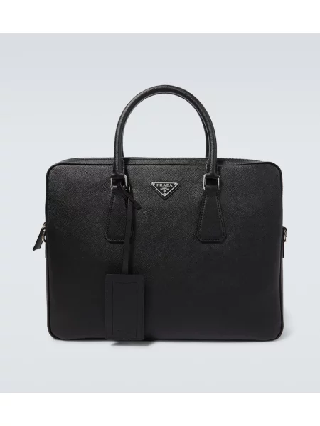 Usnjena torba Prada črna