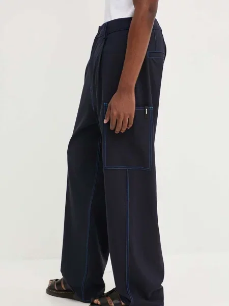 Hlače s primesjo volne Sunnei mornarsko modra