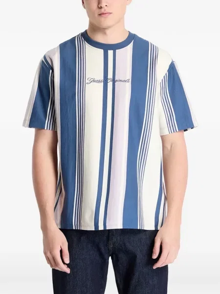 Tricou Guess cu dungi albastru