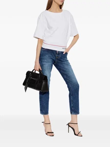 Scurt tricou Dsquared2 cu imagine alb