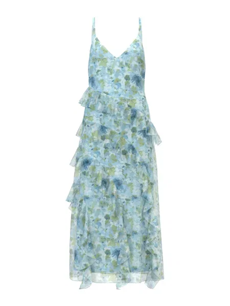 VERO MODA Obleka VMSMILLA svetlo modra / oliva / off-bela bela