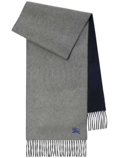 Fular Burberry cu broderie din cașmir gri