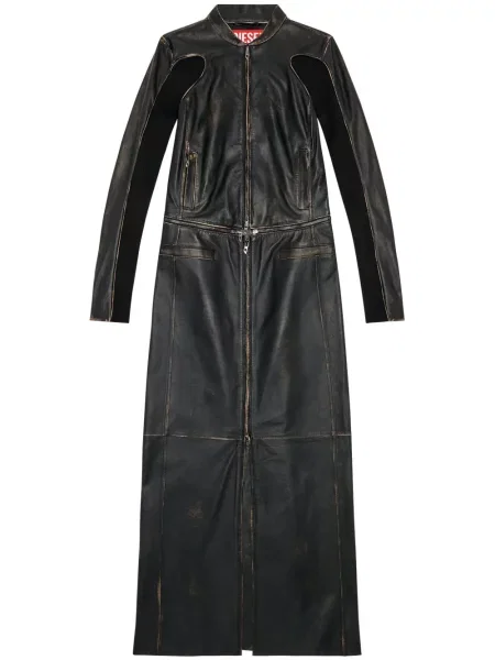 Maksi sukienka maxi Diesel skórzana garniturowa czarna