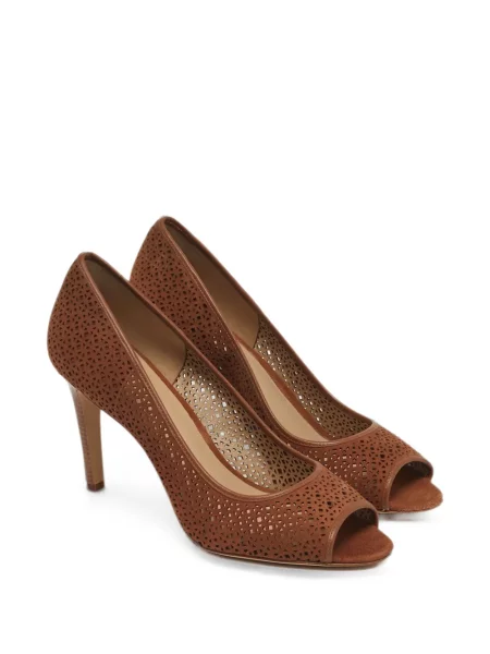 Pantofi cu toc Tory Burch din piele de căprioară maro