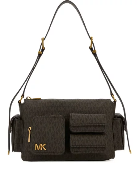 Geanta crossbody Michael Michael Kors tricotate de costum cu dungi maro