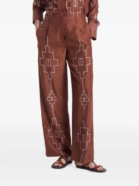 Pantaloni Maria Cher cu broderie maro