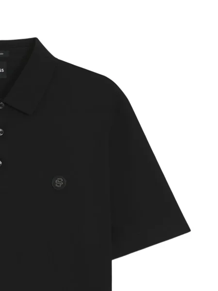Tricou polo Boss cu autograf negru