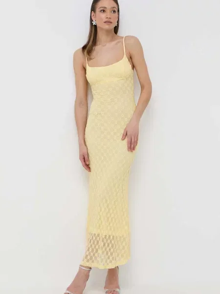 Bardot rochie maxi mulata galben