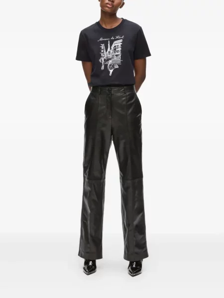 Pantaloni Karl Lagerfeld din piele negru