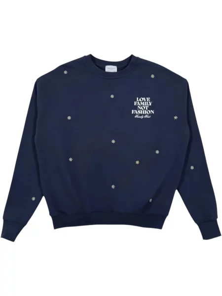 Květinová mikina Family First s výšivkou modrá