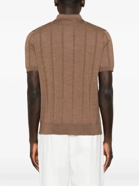 Tricou polo Canali de lână maro