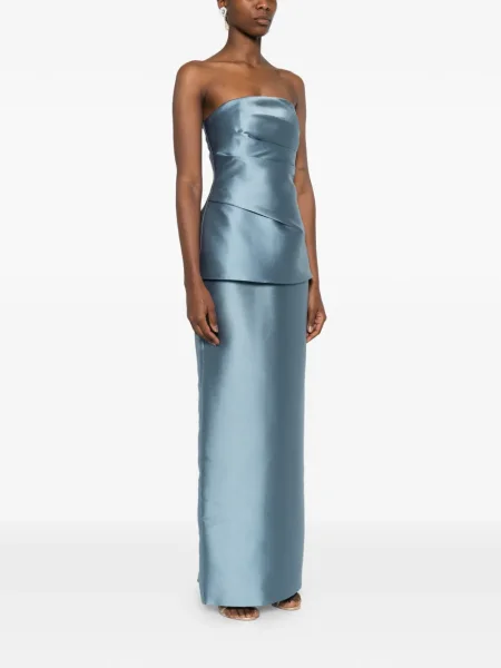 Maxi rochie maxi Solace London fără bretele de costum albastru