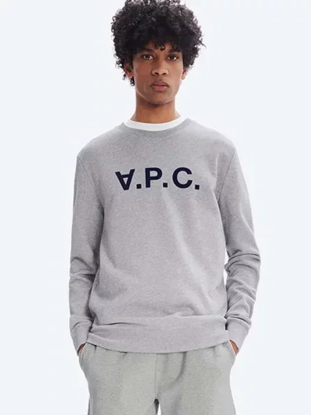 A.P.C. bluza Sweat Vpc szary z aplikacją czarna