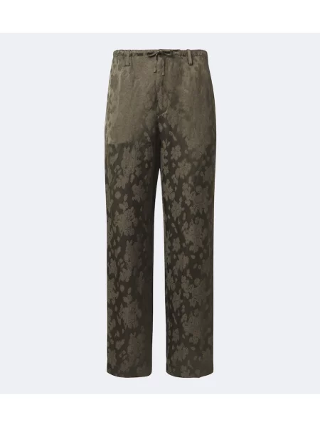Pantaloni Dries Van Noten din jacard verde