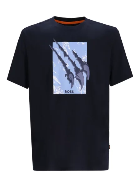 Tricou Boss cu imagine cu decolteu rotund negru