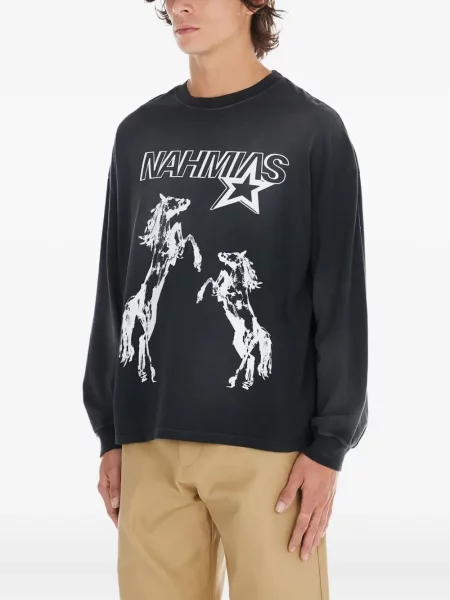 Tricou Nahmias cu imagine lung negru
