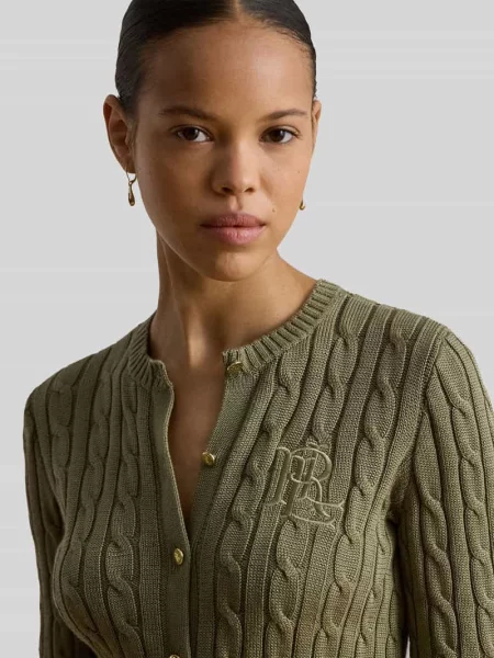 Kardigan rozpinany o kroju regular fit z czystej bawełny z wyhaftowanym logo Lauren Ralph Lauren