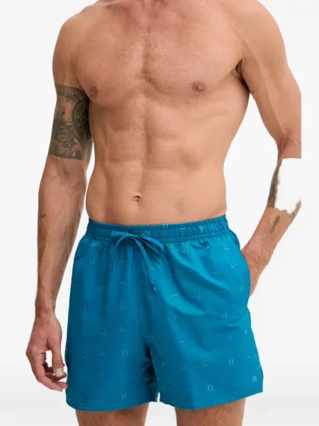 Slip de baie Nike cu gât halter cu imagine cu imprimeu geometric negru