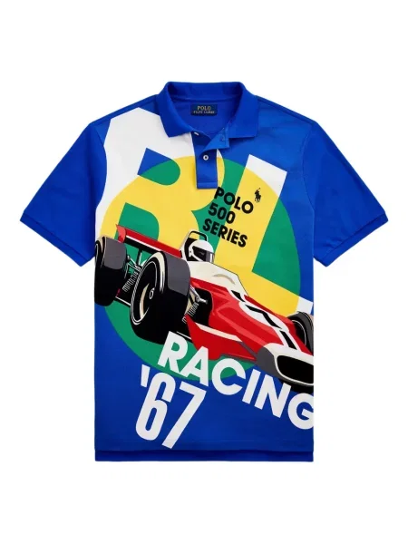 Slip de baie Polo Ralph Lauren alergare cu cordon cu imagine alb