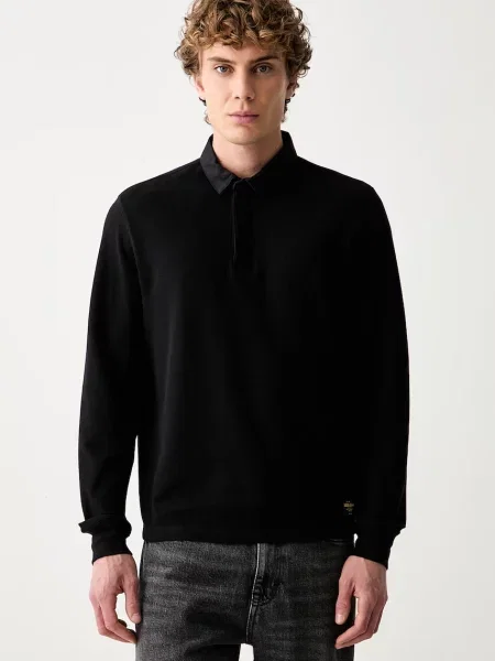 Tricou cu mânecă lungă Guess Jeans negru