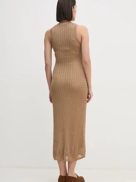 Šaty Tommy Hilfiger maxi hnědá