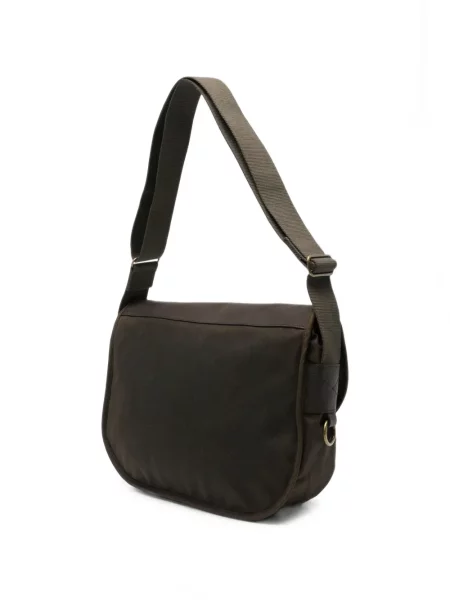 Kožna crossbody torba Barbour sa kopčom smeđa
