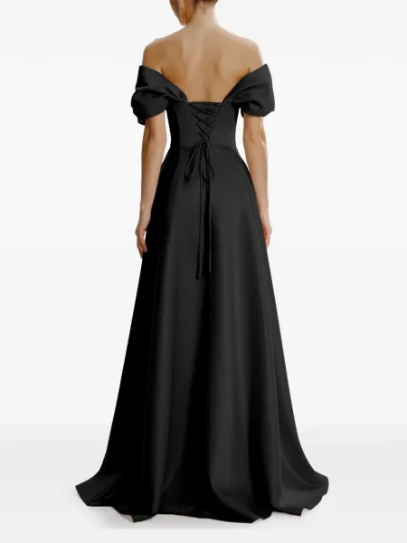 Rochie maxi Framboise cu umerii deschiși de costum negru