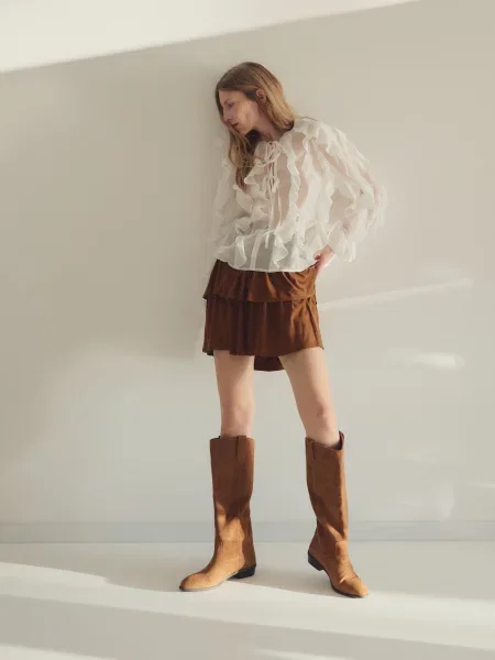 Замшевые ботфорты Reserved бежевые