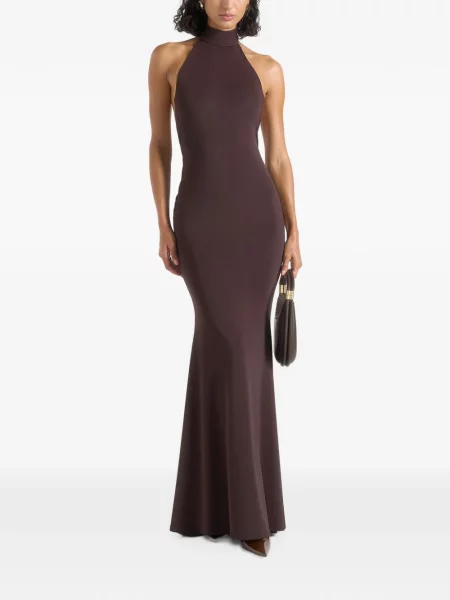 Rochie maxi Manière De Voir cu gât halter maro
