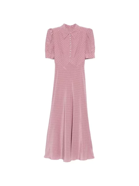 Puntíkaté oblekové midi šaty Alessandra Rich po kolena růžové