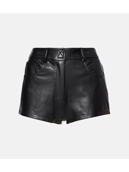 Szorty Norma Kamali z wysoką talią skórzane czarne