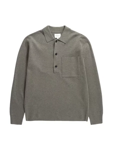 Koszulka polo Norse Projects z wełny merino szara