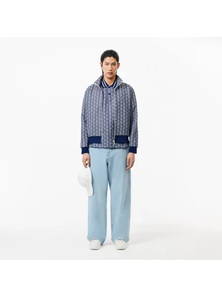 Lacoste Koszulka Polo Classic Fit Z Kołnierzykiem Kontrastowym I Motywem Monogramu granatowa